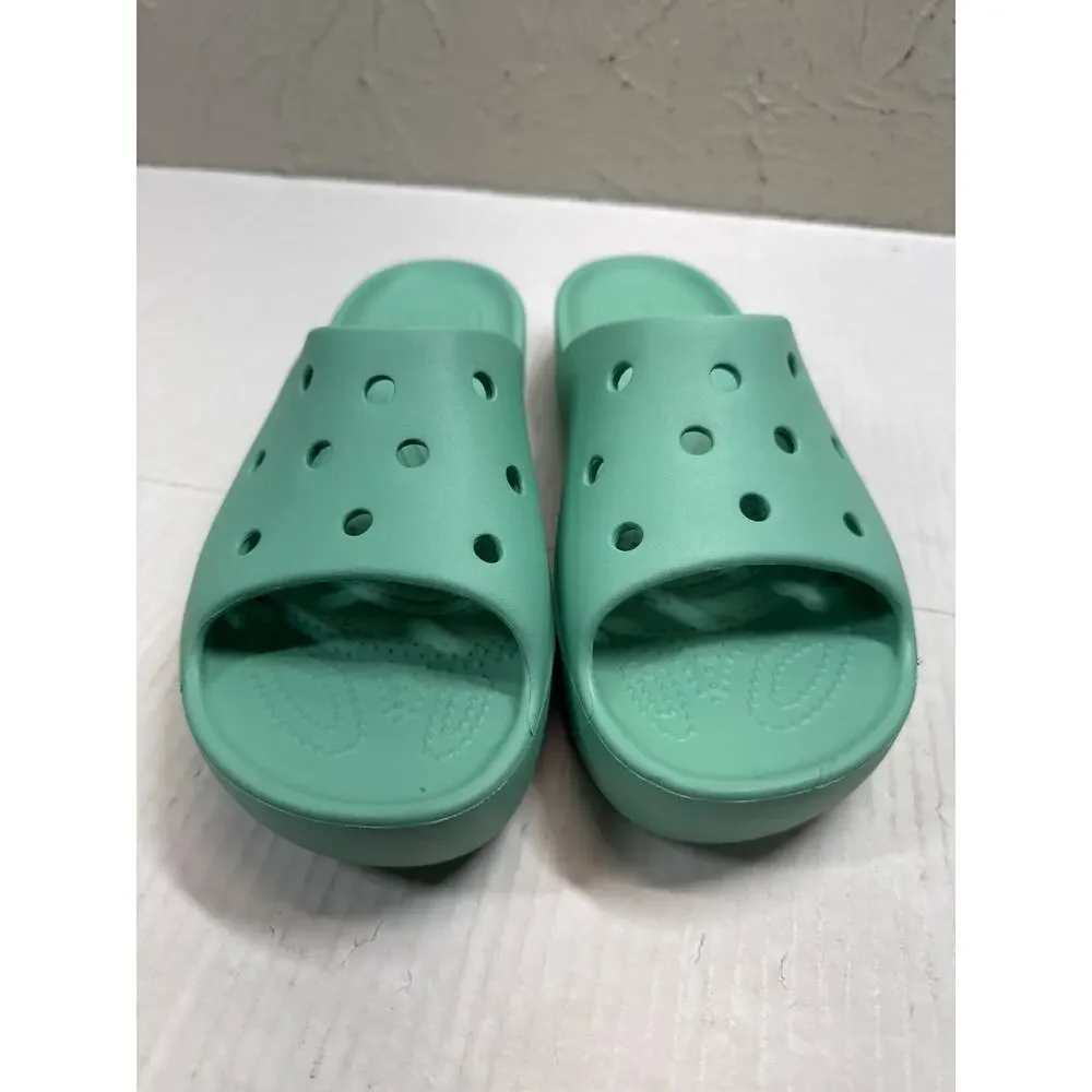 Crocs Classic Womens Platform Slide Sandal Foam Green Size 9
